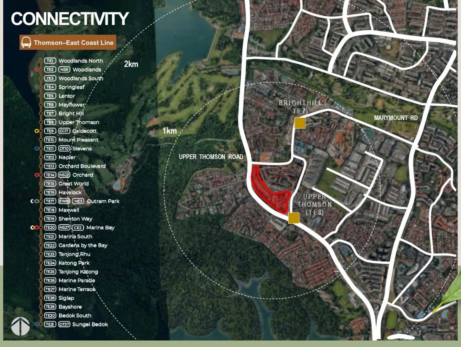 Thomson Reserve connectivity map — Thomson-East Coast Line and Upper Thomson MRT